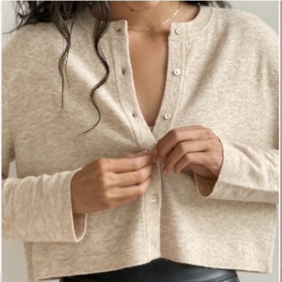 NWT WILFRED Sicily Set Cardigan XS Bustier Tank Top M Heather Tannin Aritzia - Picture 3 of 15